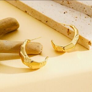 Timeless 18k Gold-Plated Stainless Steel Hoop Earrings”